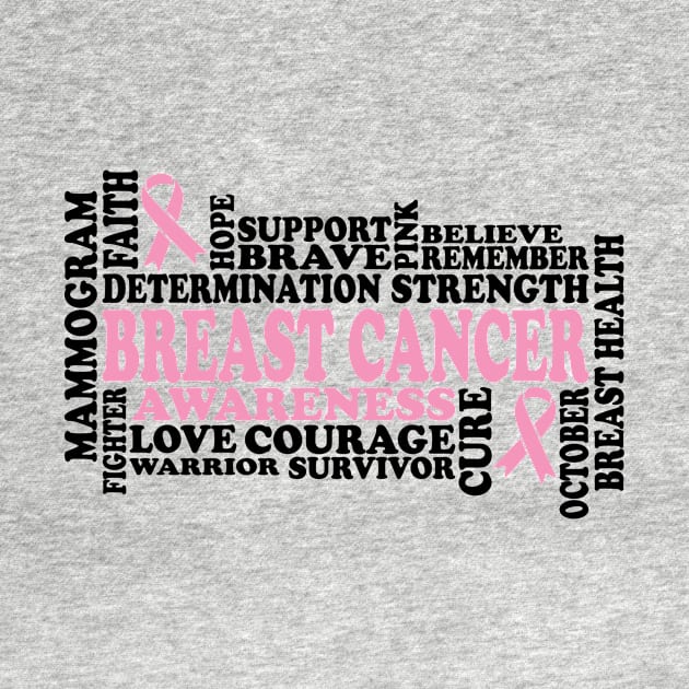 I Can Fight Cancer - Breast Cancer Support  - Survivor - Awareness Light Pink Ribbon Black Font by Color Me Happy 123